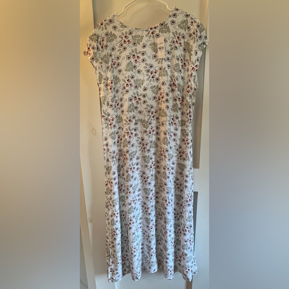 NWT white & sage Loft Outlet midi dress, size 16